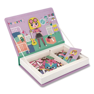 Janod® Magneti'books, Girl's Costumes, 54 Pieces (8 Cards, 46 Magnetic Shapes), Ages 3 to 8 (JUYJ02718)