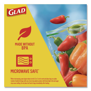Glad® Zipper Food Storage Plastic Bags, Freezer Bags, Quart Size, 7.75 x 8.44, Clear, 20 Bags/Box, 12 Boxes/Carton (CLO57035)