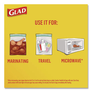 Glad® Zipper Food Storage Plastic Bags, Freezer Bags, Quart Size, 7.75 x 8.44, Clear, 20 Bags/Box, 12 Boxes/Carton (CLO57035)