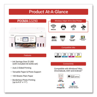 Canon® MegaTank PIXMA G3290 All-in-One Wireless Inkjet Printer, Copy/Print/Scan (CNM6706C002)