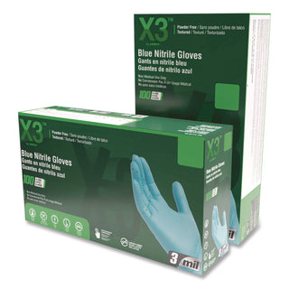 X3® by AMMEX® Industrial Nitrile Gloves, X-Large, Blue, 100/Box (AXCX348100BX)