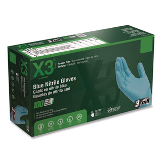 X3® by AMMEX® Industrial Nitrile Gloves, X-Large, Blue, 100/Box (AXCX348100BX)