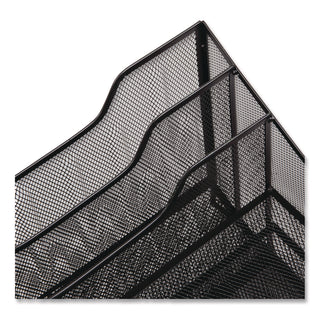Mind Reader Metal Mesh Vertical File Holder Paper Tray Desktop Organizer, 2-Tier/5-Compartment, Letter Size, 11.25 x 12.5 x 9.5, Black (EMSMESHBOX5BLK)