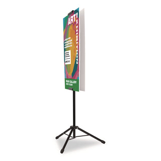 Excello Global Products® Blank Floor Sign Stand, Holds Posters Up to 77", 26" to 86" Tall, Black Stand, White Face (EXOEGPHD0523)