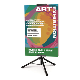 Excello Global Products® Blank Floor Sign Stand, Holds Posters Up to 77", 26" to 86" Tall, Black Stand, White Face (EXOEGPHD0523)