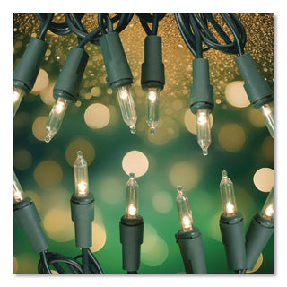 Global Printed Products Indoor/Outdoor LED Holiday String Lights, 60 Bulbs/String, 25 ft String, White/Green Wire, 2 Strings (GPUEGPHLGWWL)