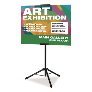 Excello Global Products® Blank Floor Sign Stand, Holds Posters Up to 77", 26" to 86" Tall, Black Stand, White Face (EXOEGPHD0523)
