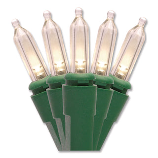 Global Printed Products Indoor/Outdoor LED Holiday String Lights, 60 Bulbs/String, 25 ft String, White/Green Wire, 2 Strings (GPUEGPHLGWWL)