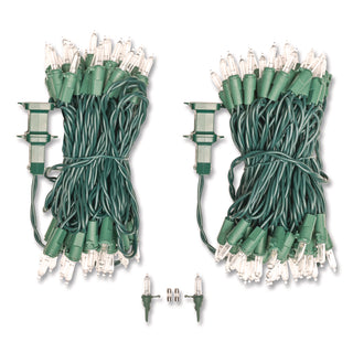 Global Printed Products Indoor/Outdoor LED Holiday String Lights, 60 Bulbs/String, 25 ft String, White/Green Wire, 2 Strings (GPUEGPHLGWWL)