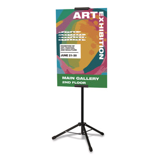 Excello Global Products® Blank Floor Sign Stand, Holds Posters Up to 77", 26" to 86" Tall, Black Stand, White Face (EXOEGPHD0523)