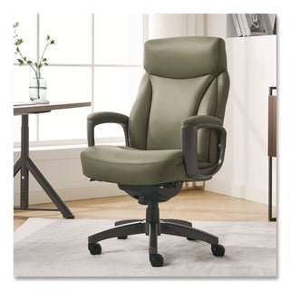La-Z-Boy® Arcadian Bonded Leather Executive Chair, Supports Up to 275 lb, 19" x 22" Seat Height, Olive Back/Seat, Gray/Black Base (LZB60008OLV)