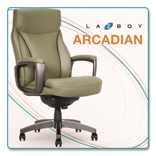 La-Z-Boy® Arcadian Bonded Leather Executive Chair, Supports Up to 275 lb, 19" x 22" Seat Height, Olive Back/Seat, Gray/Black Base (LZB60008OLV)