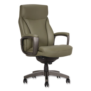 La-Z-Boy® Arcadian Bonded Leather Executive Chair, Supports Up to 275 lb, 19" x 22" Seat Height, Olive Back/Seat, Gray/Black Base (LZB60008OLV)