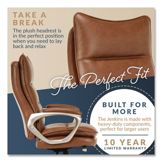 La-Z-Boy® Jenkins Executive Big and Tall Chair, Supports Up to 400 lb, 20" to 23" Seat Height, Brown Seat/Back, Silver/Black Base (LZB60075CAM)