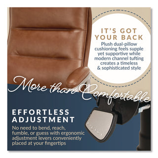 La-Z-Boy® Jenkins Executive Big and Tall Chair, Supports Up to 400 lb, 20" to 23" Seat Height, Brown Seat/Back, Silver/Black Base (LZB60075CAM)