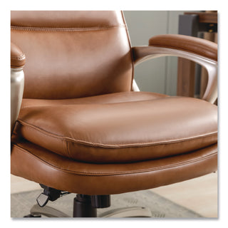 La-Z-Boy® Jenkins Executive Big and Tall Chair, Supports Up to 400 lb, 20" to 23" Seat Height, Brown Seat/Back, Silver/Black Base (LZB60075CAM)