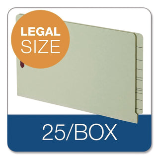 Pendaflex® Colored Pressboard End Tab Fastener Folders, 2 Fasteners, Legal Size, Light Green Exterior, 25/Box (PFX47715GW)