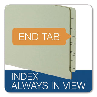 Pendaflex® Colored Pressboard End Tab Fastener Folders, 2 Fasteners, Legal Size, Light Green Exterior, 25/Box (PFX47715GW)