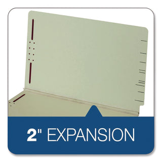 Pendaflex® Colored Pressboard End Tab Fastener Folders, 2 Fasteners, Legal Size, Light Green Exterior, 25/Box (PFX47715GW)