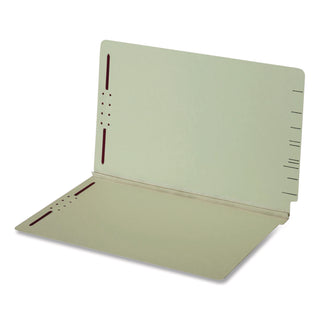 Pendaflex® Colored Pressboard End Tab Fastener Folders, 2 Fasteners, Legal Size, Light Green Exterior, 25/Box (PFX47715GW)