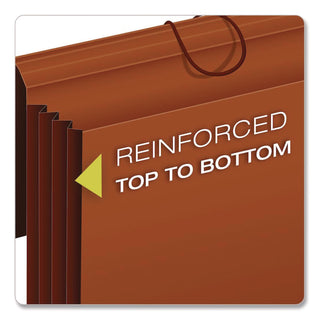 Pendaflex® Extra-Wide Expanding Wallet, 5.25" Expansion, 1 Section, Flap/Elastic Cord Closure, Letter Size, Redrope, 10/Box (PFX73186BX)