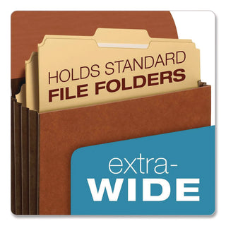 Pendaflex® Extra-Wide Expanding Wallet, 5.25" Expansion, 1 Section, Flap/Elastic Cord Closure, Letter Size, Redrope, 10/Box (PFX73186BX)