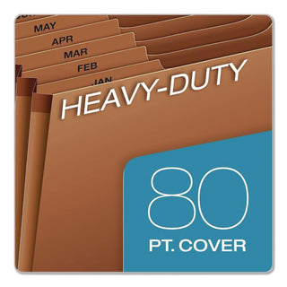 Pendaflex® Heavy-Duty Open-Top Expanding Stadium File, 12 Sections, 1/3-Cut Tabs, Legal Size, Redrope, 5/Box (PFXR219MHDBX)