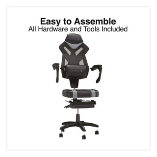 Emerge™ Vomax Bonded Leather Gaming Chair, Supports Up to 275 lb, 18.5" to 22.2" Seat Height, Black/Gray Back/Seat, Black Base (WLB61364)