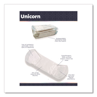 Unicorn™ Cotton Maxi Pads with Wings, Regular Absorbency, 40 Pads/Cartridge, 6 Cartridges/Pack (WLBTOP08197)