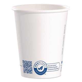 SOLO® Recycled Content PCF Paper Hot Cups, ProPlanet Seal, 10 oz, White/Blue, 1,000/Carton (SCC370RCPLANET)