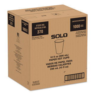 SOLO® Recycled Content PCF Paper Hot Cups, ProPlanet Seal, 10 oz, White/Blue, 1,000/Carton (SCC370RCPLANET)