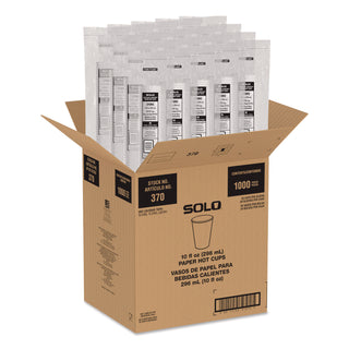 SOLO® Recycled Content PCF Paper Hot Cups, ProPlanet Seal, 10 oz, White/Blue, 1,000/Carton (SCC370RCPLANET)
