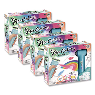 TPG Creations™ AirColor Airbrush Kit, (10) Markers/(2) Stencils/(1) Airbrush/(1) Charging Cable, 4 Kits/Carton (TPG49004)