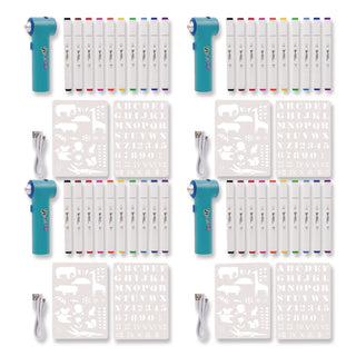 TPG Creations™ AirColor Airbrush Kit, (10) Markers/(2) Stencils/(1) Airbrush/(1) Charging Cable, 4 Kits/Carton (TPG49004)