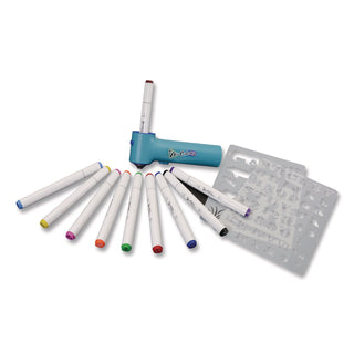 TPG Creations™ AirColor Airbrush Kit, (10) Markers/(2) Stencils/(1) Airbrush/(1) Charging Cable, 4 Kits/Carton (TPG49004)