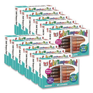 TPG Creations™ Kwik Stick Tempera Paint, 0.7" x 3.5", Assorted Skintones, 14 Sticks/Pack, 12 Packs/Carton (TPG67212)