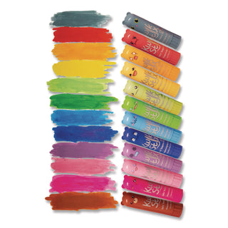 TPG Creations™ Kwik Stick Tempera Paint, 4" x 1", Assorted Colors, 12/Pack, 12 Packs/Carton (TPG68412)