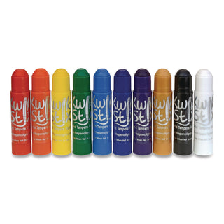 TPG Creations™ Kwik Stix Tempera Paint Set, 10 Assorted Colors, 10 Paint Sticks/Pack, 12 Packs/Carton (TPG69912)