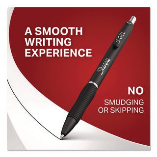 Sharpie® S-Gel™ S-Gel High-Performance Gel Pen, Retractable, Medium 0.7 mm, Black Ink, Black Barrel, 8/Pack (SAN2096139)
