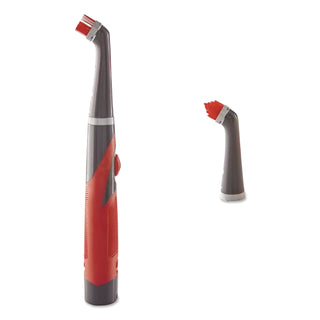 Rubbermaid® Reveal Power Scrubber, Red/White Nylon Bristles, 1.73" Brush, Red Plastic Handle (RUB2057486)