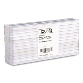 Prang® Refillable Oval Watercolor Tray, White, 12/Pack (DIXX00825)