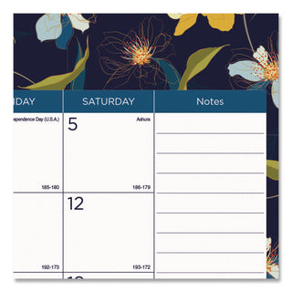 Blueline® Academic 18-Month Desk Pad Calendar, Floral Artwork, 22 x 17, White/Multicolor Sheets, Black Headband, July 2025 to Dec 2026 (REDCA1716BD)