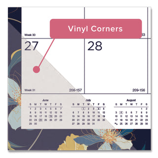 Blueline® Academic 18-Month Desk Pad Calendar, Floral Artwork, 22 x 17, White/Multicolor Sheets, Black Headband, July 2025 to Dec 2026 (REDCA1716BD)