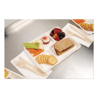 Pactiv Evergreen Compostable Fiber Blend School Lunch Tray, 10 x 8 x 1, White, 240/Carton (PCTMC58000SBB)