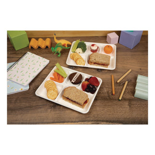 Pactiv Evergreen Compostable Fiber Blend School Lunch Tray, 10 x 8 x 1, White, 240/Carton (PCTMC58000SBB)