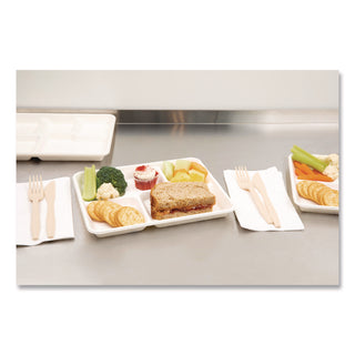 Pactiv Evergreen Compostable Fiber Blend School Lunch Tray, 10 x 8 x 1, White, 240/Carton (PCTMC58000SBB)