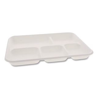 Pactiv Evergreen Compostable Fiber Blend School Lunch Tray, 10 x 8 x 1, White, 240/Carton (PCTMC58000SBB)