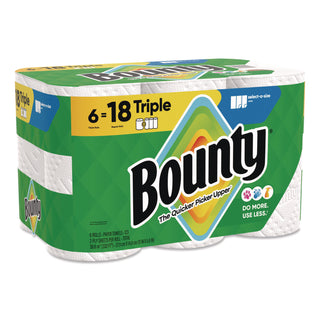 Bounty® Select-a-Size Kitchen Roll Paper Towels, 2-Ply, 5.9 x 11, White, 123 Sheets/Triple Roll, 6 Rolls/Carton (PGC16020)