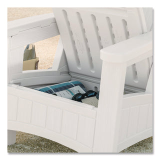 Suncast® Adirondack Chair with Storage, Supports Up to 375 lb, 14.5" Seat Height, 30" x 32.5" x 38.5", Ice Cube (SUABMAC1000CB)