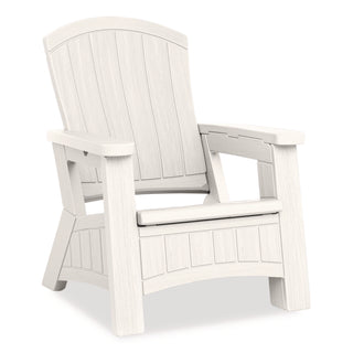 Suncast® Adirondack Chair with Storage, Supports Up to 375 lb, 14.5" Seat Height, 30" x 32.5" x 38.5", Ice Cube (SUABMAC1000CB)